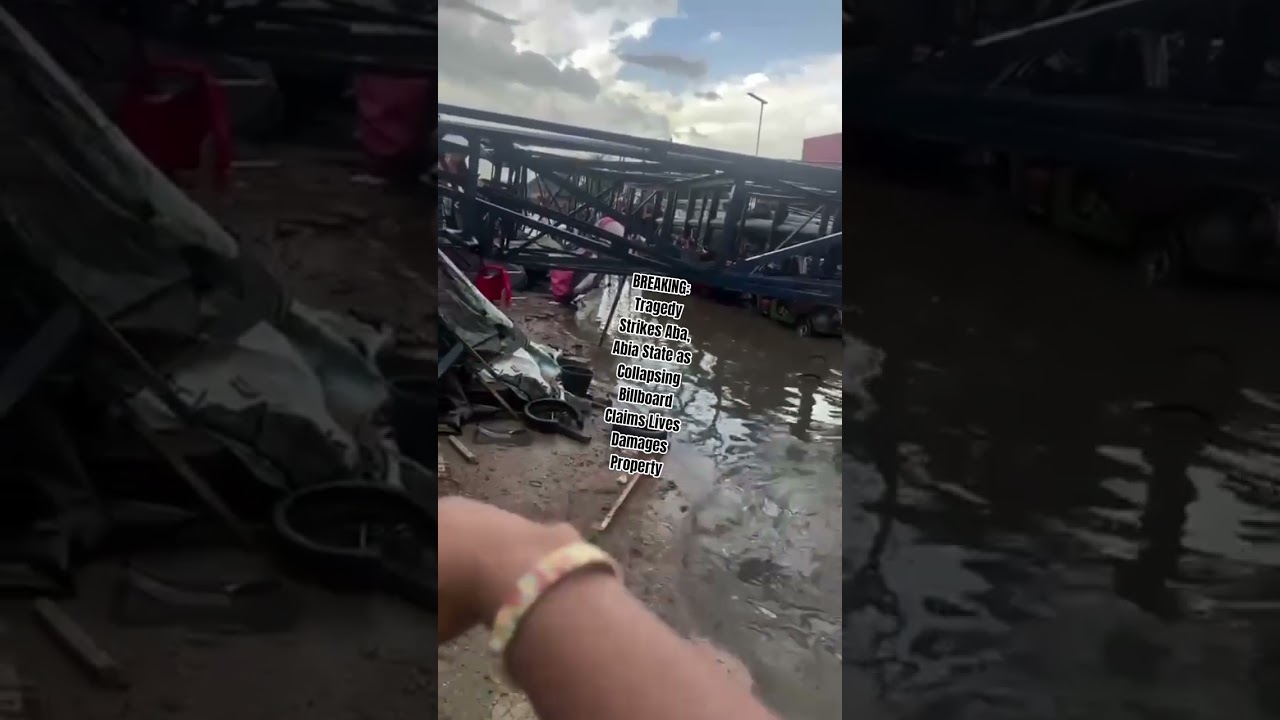 BREAKING: Tragedy Strikes Aba, Abia State as Collapsing Billboard Claims Lives Damages Property