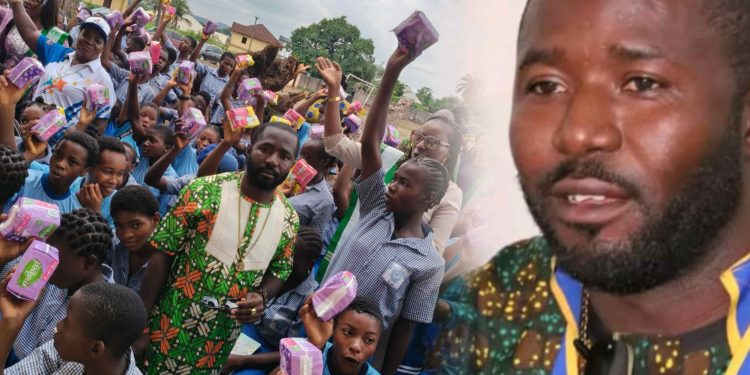 Rtn. Uchechukwu Udeji (Nwa Ghana) delivers menstrual pads to schools in Umuahia to celebrate World Menstrual Hygiene Day 2025