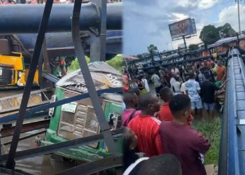 BREAKING: Tragedy Strikes Aba, Abia State as Collapsing Billboard Claims Lives Damages Property