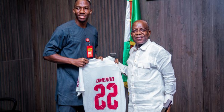 Gov. Alex Otti Welcomes Super Eagles Player Kenneth Omeruo, Promises Strong Partnership on Youth Development