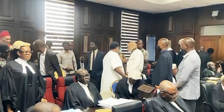 BREAKING: Nnamdi Kanu Defends Himself in Court as Lawyers Withdraw During Trial