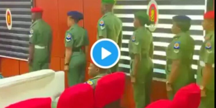 VIDEO: Female Officer Collapses at Nigerian Army Ceremony as Colleague Swiftly Rescues Her